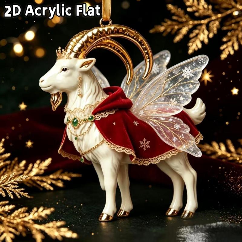 2D Flat Shining Acrylic Rhinestone Goat Hanging Ornament Cute Xmas Tree Decor for Kids Room Holiday Decoration