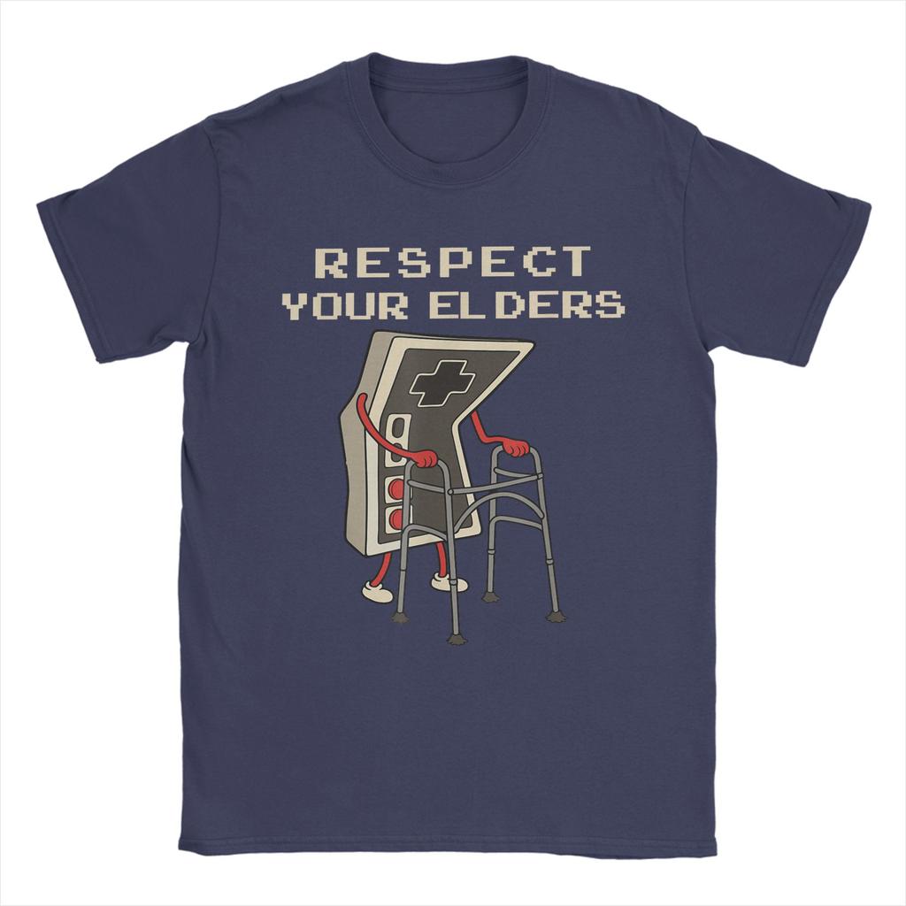 Respect Your Elders Retro Gaming Funny Gamer Controller 80s Cotton TShirt For Adult Summer TShirts O Neck Tees Oversized Tops