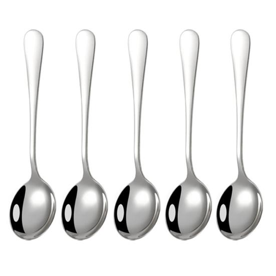 5Pcs Stainless Steel Desserts Ice Cream Coffee Stirring Spoons Kitchen Tableware