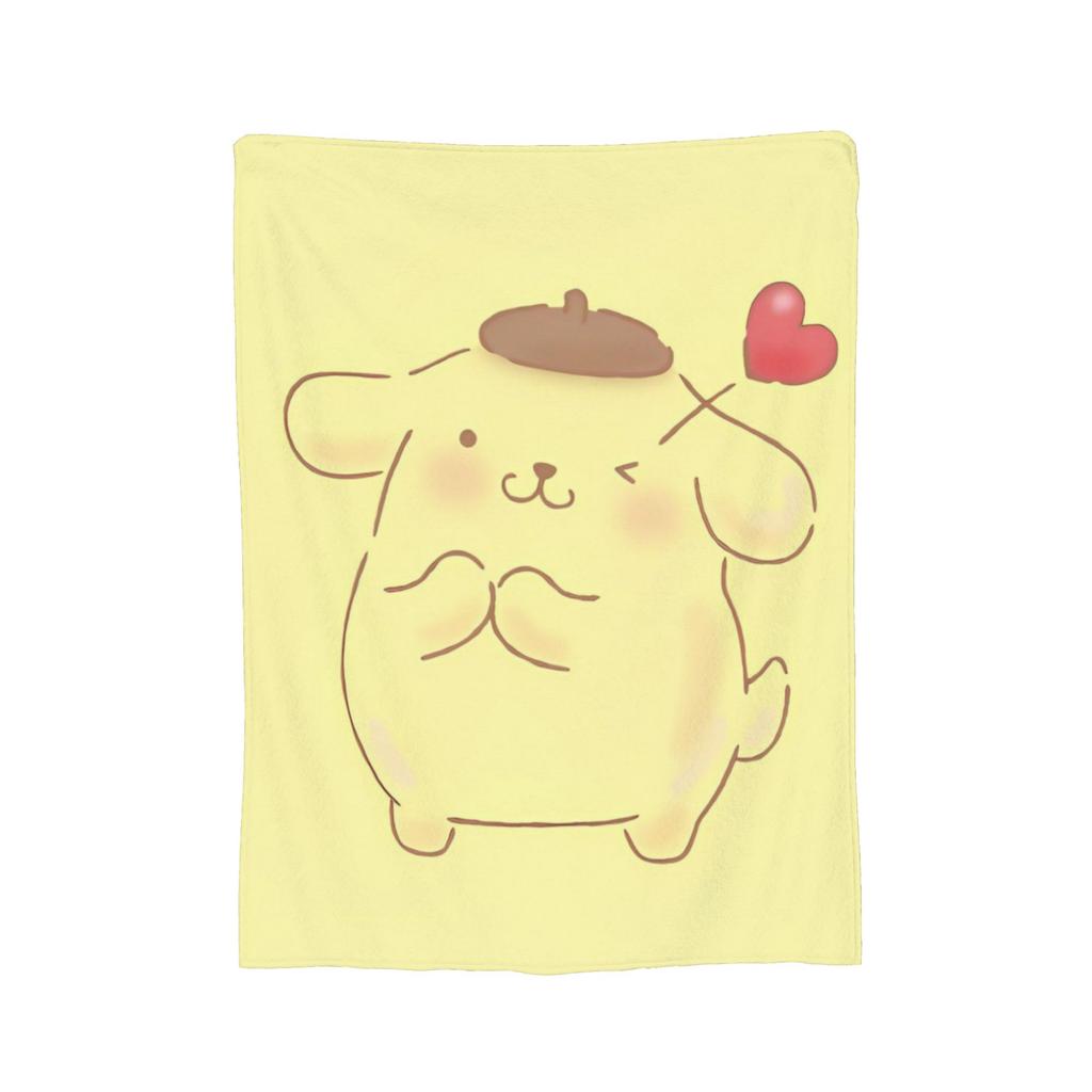 Cute Pom Pom Purin Pattern Blankets Flannel Summer Air Conditioning Breathable Soft Throw Blanket for Home Bedroom Bedspread