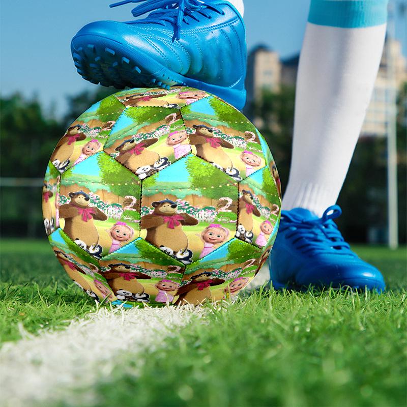 Pallone da Calcio Masha e Orso Stampa Taglia 5, Pallone da Calcio in PU Resistente all'Usura per Partite, Allenamenti e Pratica Quotidiana, Regalo di Compleanno per Appassionati di Calcio