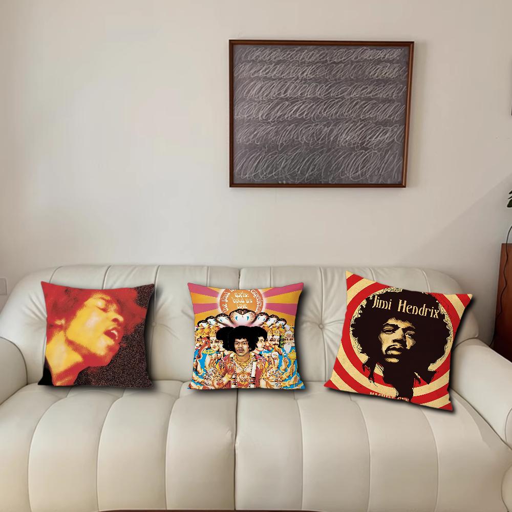 Singer J-Jimi H-Hendrix Cushion Cover Living Room Accent Couch Back Support Square Lounge Restful Nap Companion Pillow Case