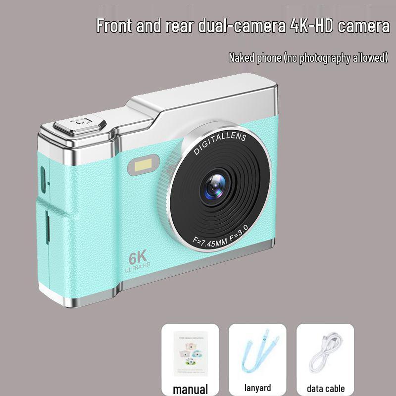 High-Definition Dual Lens Digital Camera for Students - Retro CCD Design