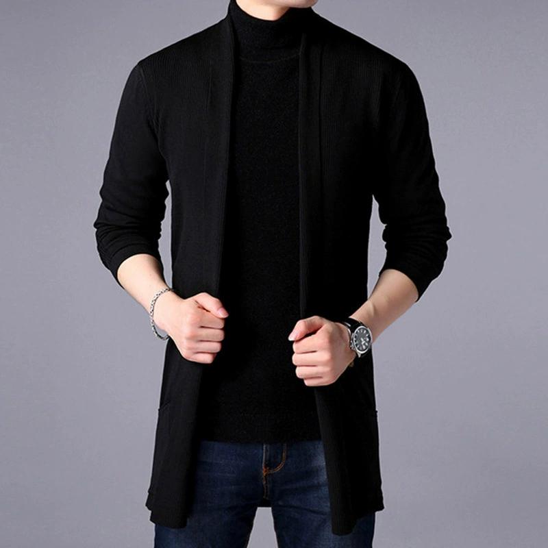 Herren Frühling und Herbst Übergröße Einfarbig Lässig Mittellang Pullover Jacke Freizeitmode Strickjacke Strickwaren