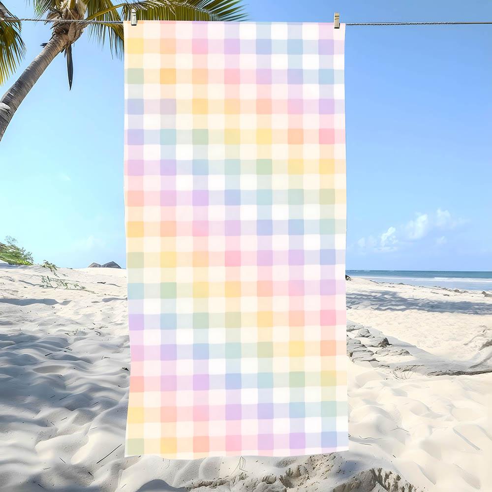Soft P-Pastel Grids Towel Beach Towel Oversized Super Absorbent Soft Swim Beachtowels For Men, Women