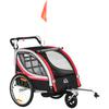 Kinder Fahrradanhänger, 2-in-1, Jogger-Funktion, Wetterfeste Plane, Stahlrahmen, Rot+Schwarz, 142 x 75 x 101cm