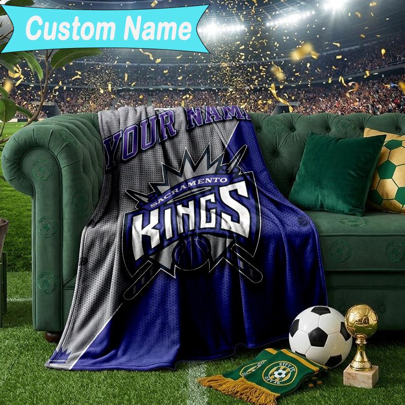 Custom Name Blanket Sacramento Basketball Logo Blanket Bedding Blanket for Travel, Camping, Living Rooms, Offices, Sofas, Fan Christmas gift