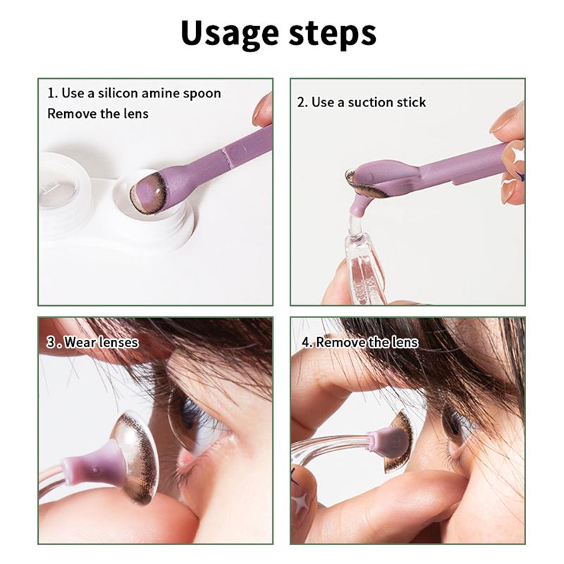 Strumenti Portatili per Indossare Lenti a Contatto, Bastoncino con Scatola Portaoggetti, Pinzette Rimuovi Inseritore, Asta di Aspirazione, Clip Morbida in Silicone