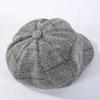 Women's Vintage Octagonal Beret, Newsboy Hat, Casual Imitation Woolen, Plaid, New Fashion, 2024