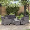 VidaXL Garden Furniture Set 6 Pcs with Cushions Wicker Resin Dark Grey