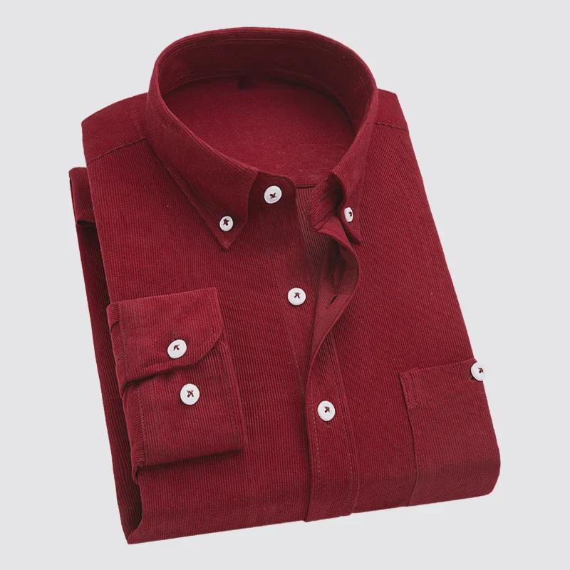 Men's Slim-Fit Corduroy Long-Sleeve Shirt - All-Match Business Casual for Spring & Autumn