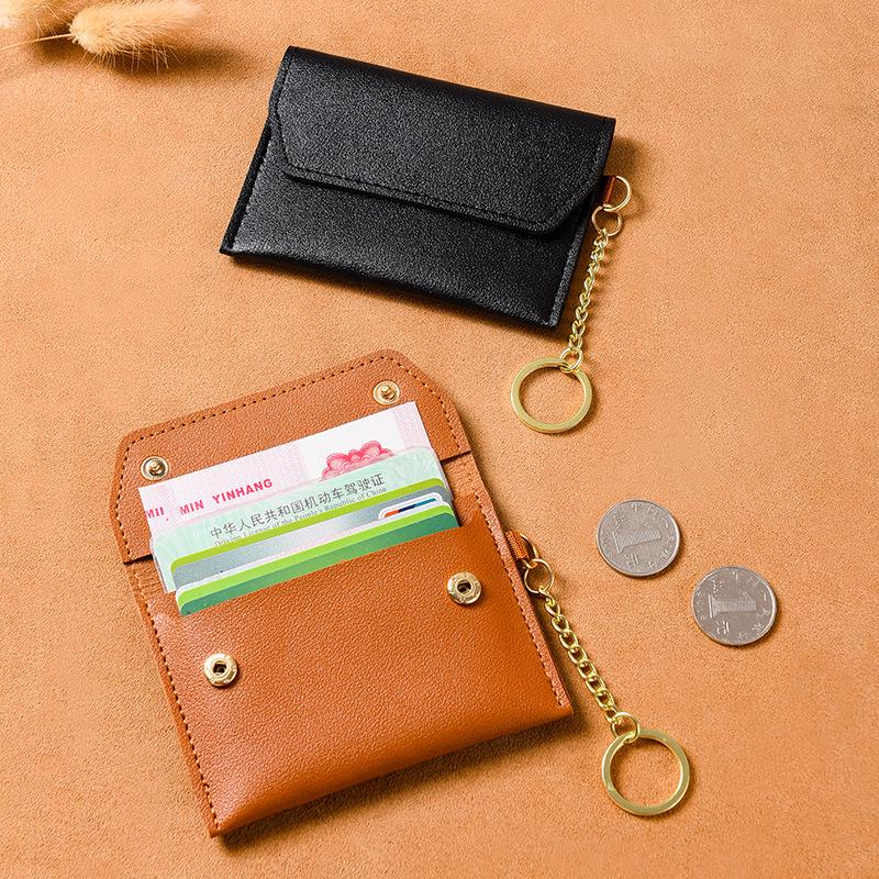 Women's Ultra-Thin Card Holder & Coin Purse Keychain - Compact Multifunctional ID & Business Card Organizer
