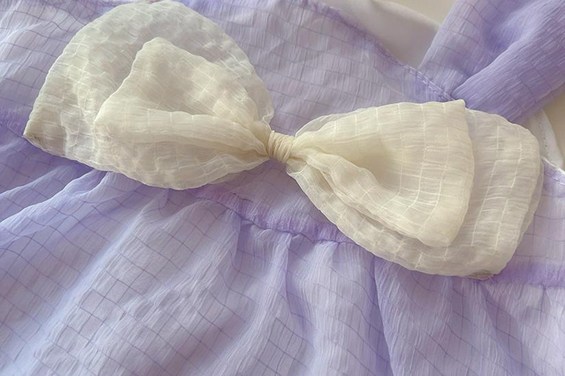 Girls' Summer Big Bow Tulle Skirt Two-Piece Set - Casual Summer Outfit for Baby Girls