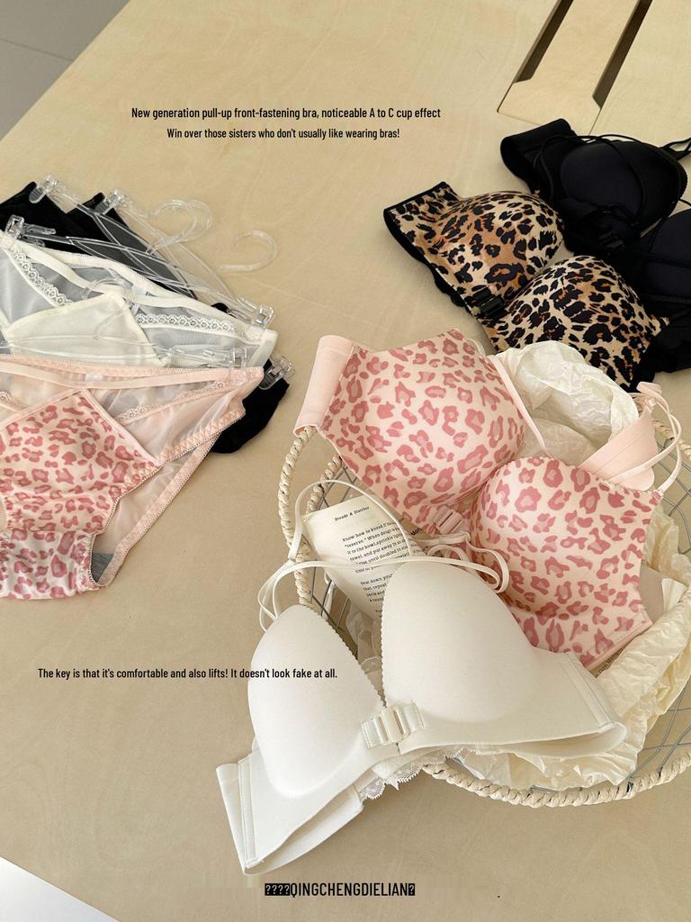 A006 Front-Buckle Cross Back Push-Up Bra for Small Busts, Lifting Effect, Wire-Free Lingerie for Women