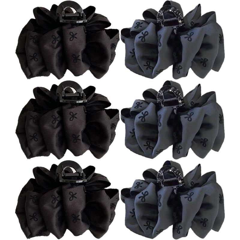 New Temperament Bow Hair Clip Women's Black Satin Shark Clip Fashion Hair Accessories