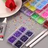 2/3/4mm Mix Size Sparkling Resin Imitate Diamond 2700pcs Smooth Back Adhesive Rhinestones Nail Art Fabrics with Diamond Pen Glue