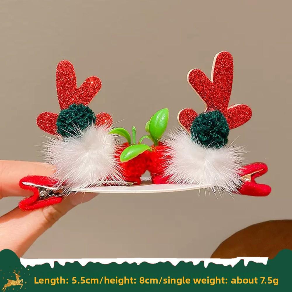 Christmas Antler Hair Clips New Year Hair Clips Elk Antler Duckmouth Hair Clips Cute and Sweet Headwear