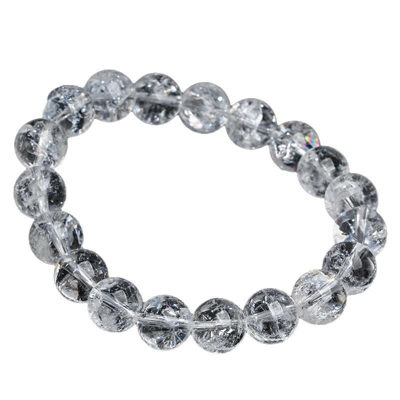 Hongchu Crystal Natural White Crystal Azeztulite Bracelet White agate bracelet with round beads