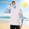 Men's Casual Outdoor Hooded Long Sleeve Sun Protection Shirt Tie Dye Print Lightweight Breathable Quick Dry Fabric