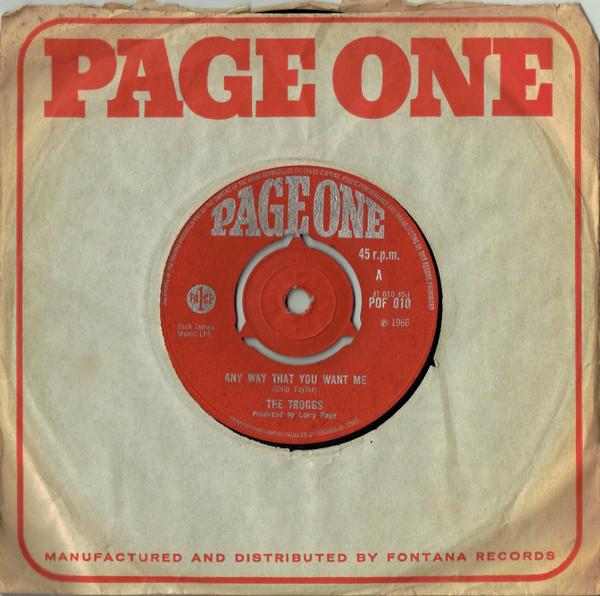 

7inch Record TROGGS - Any Way That You Want Me POF010 Page One 1966 UK Rock Used