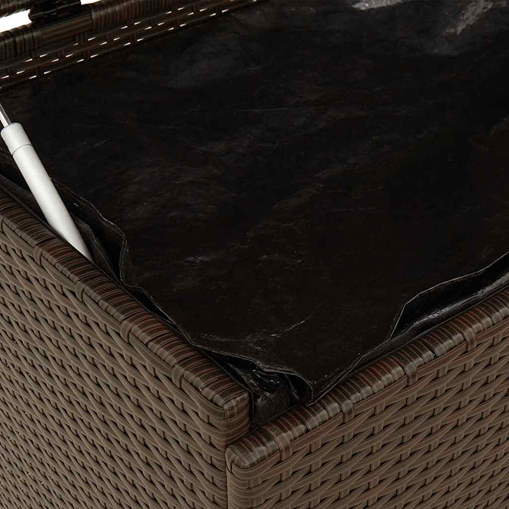 Garden Storage Box with Wheels Brown 160x55x75 cm Poly Rattan