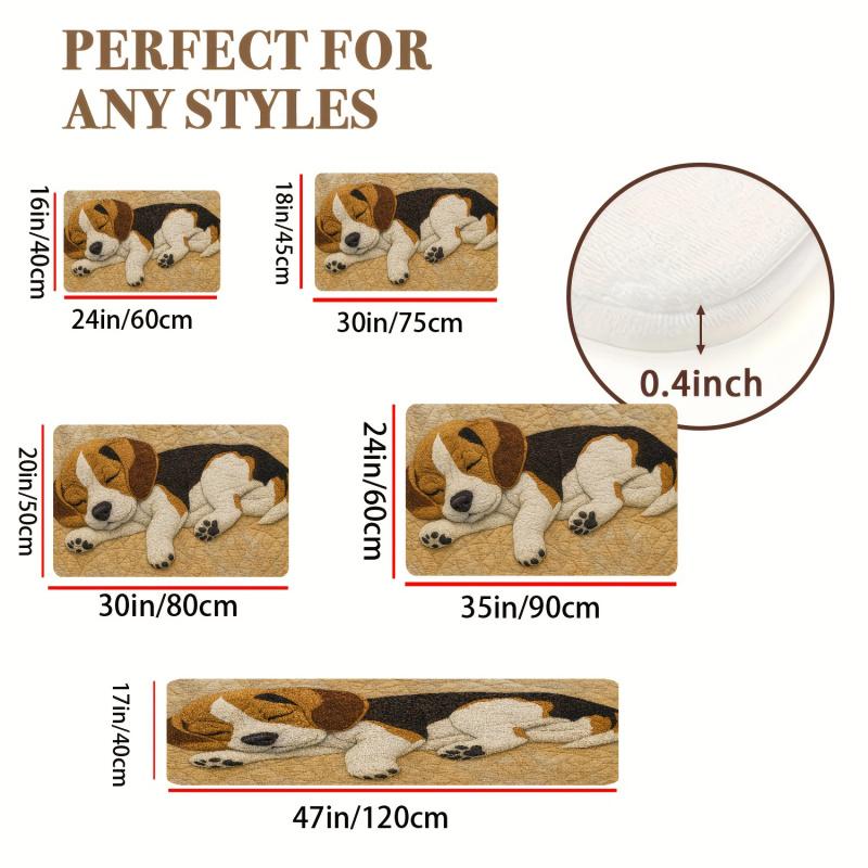 VIKAMA 3D Stereo Beagle Mat Lovely Non-Slip Indoor Outdoor Entrance Doormat Bedroom Living Room Carpet Home Decoration