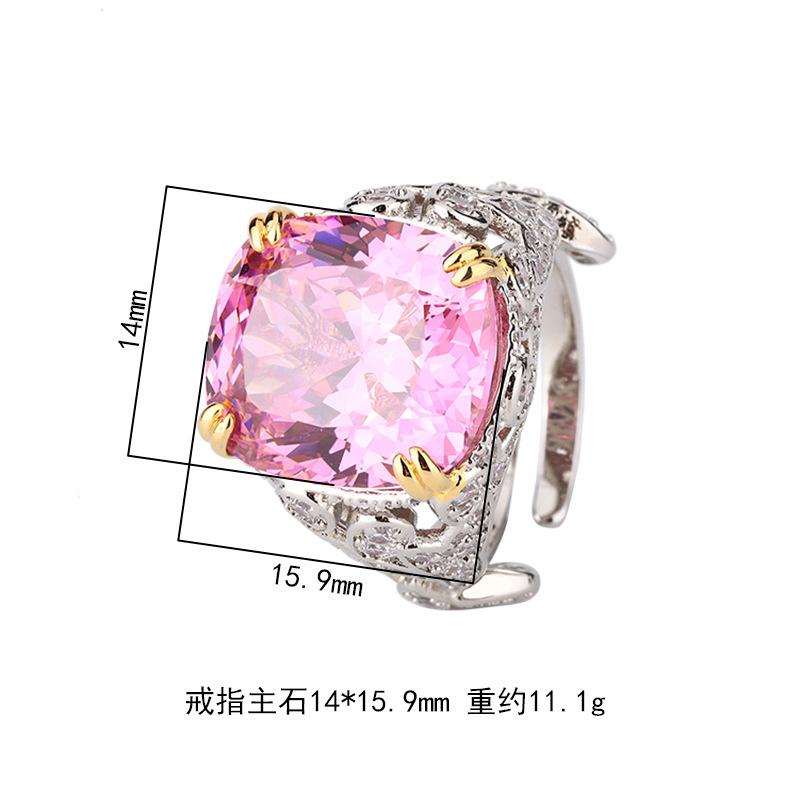 New Jewelry With A High-end Feel Imitating Natural Emerald Rings Retro Pink Temperament Inlaid Diamonds Light Luxury Style