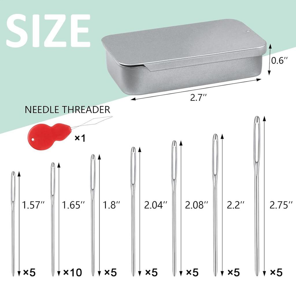 Embroidery Needles For Hand Sewing 40 Pieces Sewing Accessories With Threader Crocheting Needles For Quilting Weaving Crocheting