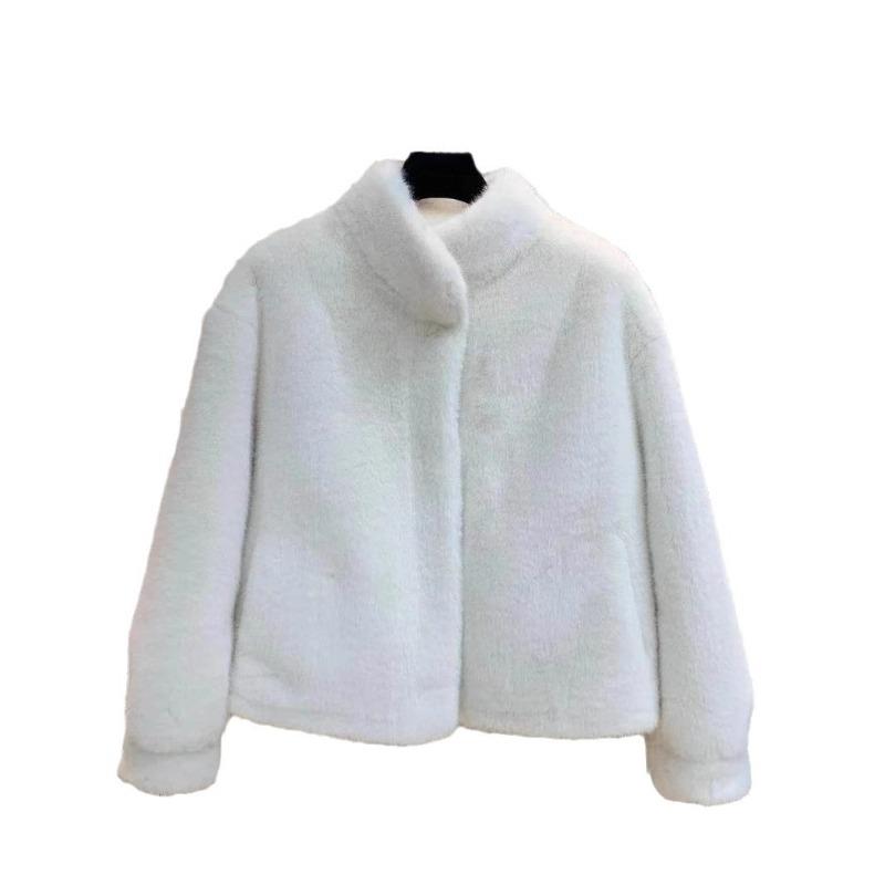 Autumn and winter new imitation velvet fur stand-up collar short top women's cotton fur coat thickened