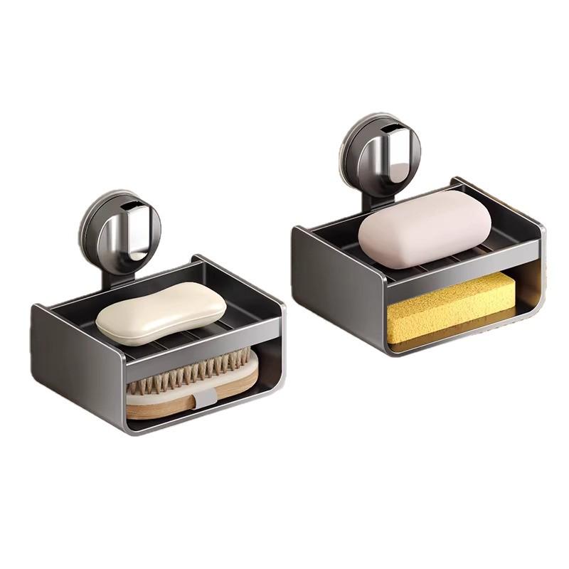 Wall-Mounted Soap Holder with Suction Cup for Bathroom Storage