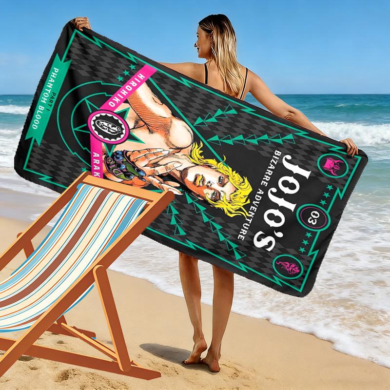 JoJo's Bizarre Adventure: Stardust Crusaders Beach Towel Outdoor Camping Portable for Travel Seaside Outdoor Pool Towel Absorbent Bath Towel Fashion