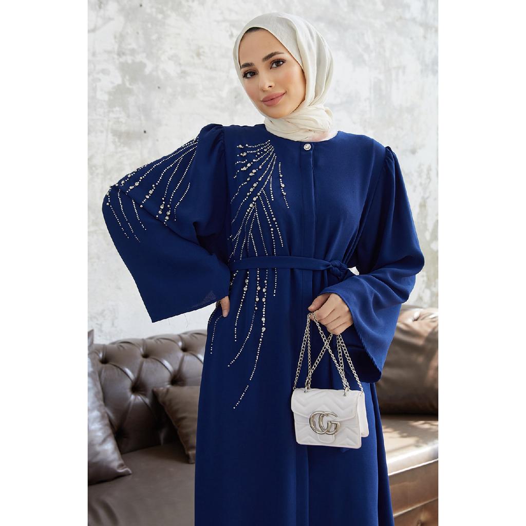 Viona Stone Abaya – Indigo