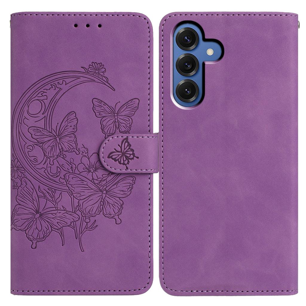 For Samsung Galaxy S25 Case Butterfly Flower Imprinted PU Leather Wallet Stand Phone Cover