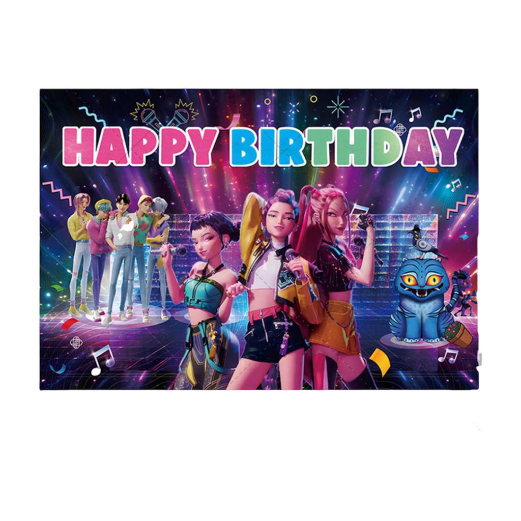 Birthday Theme Party Decoration Banner Pull Flag Cake Flag Balloon- Set