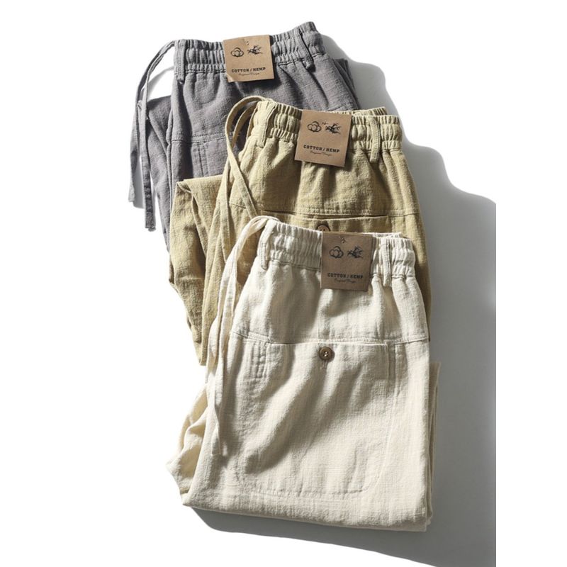 Cropped Pants Summer Thin Loose Export Men's Linen