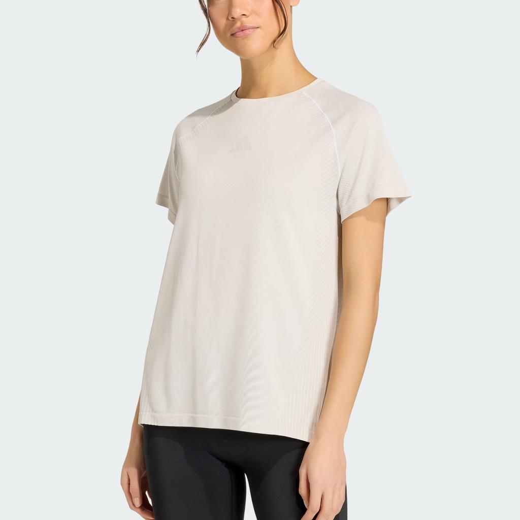 Adidas Bezszwowa dzianinowa koszulka sportowa z krótkim rękawem raglanowym, szybkoschnąca, damskie topy JY8649
