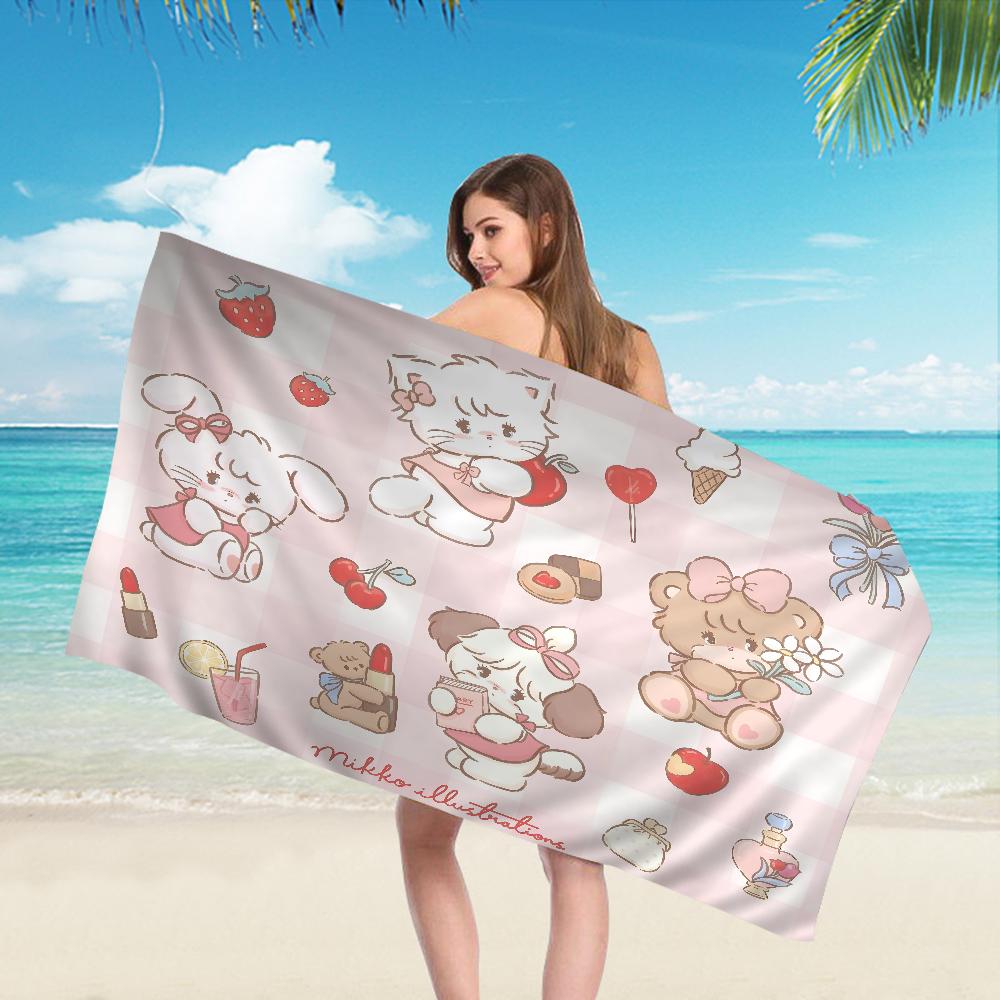 Mikko Anime Beach Towel For Kids Personalized Bath Towel Pool Towel Vacation Gift Picnic Towel Party Gift