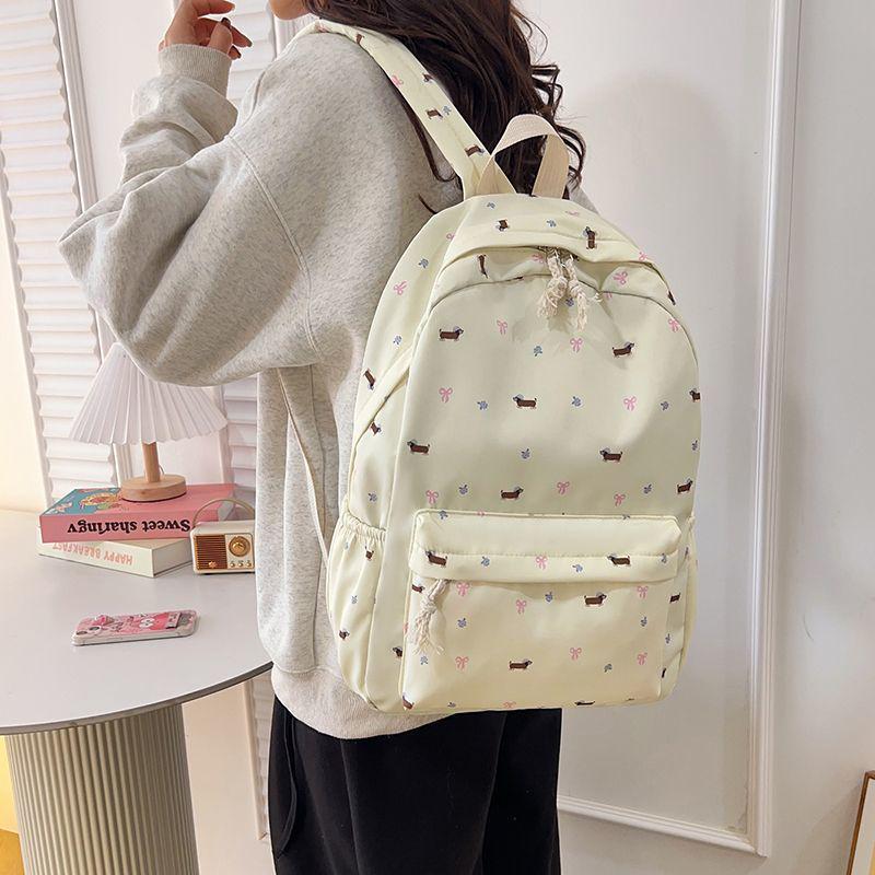 Japanese-Style Floral Dachshund Backpack: Cute and Versatile for Students