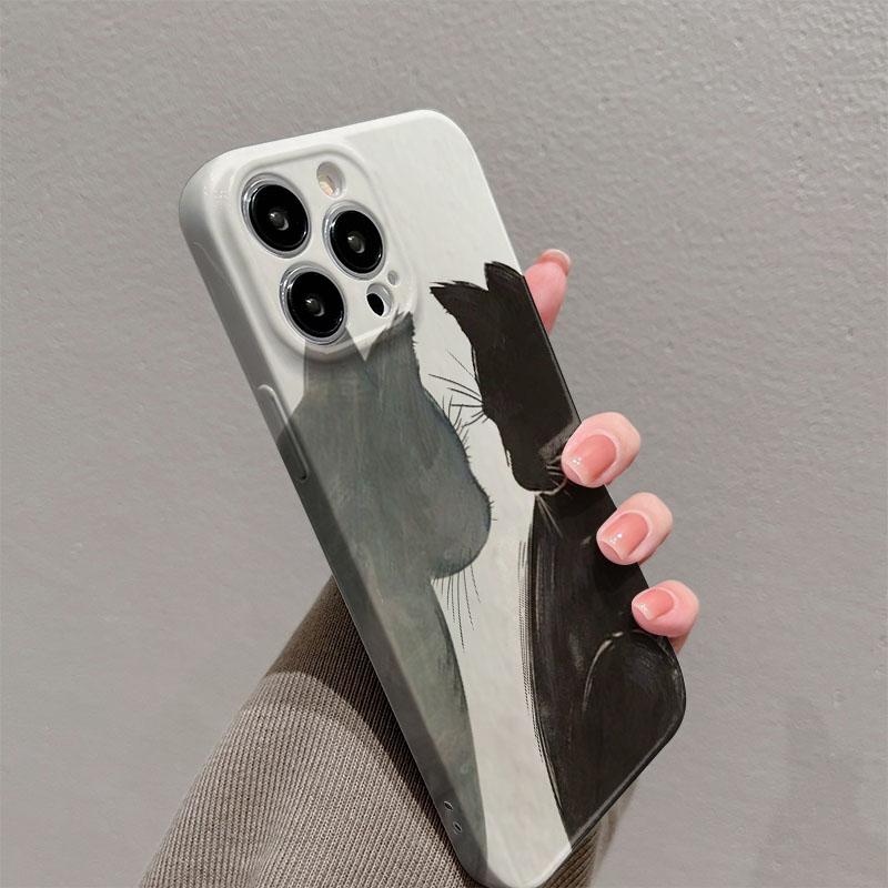 Couple Cat Glossy Film Hard PC Phone Case for Google Pixel 7 7a 8 8a 9 9a Pro XL 5G