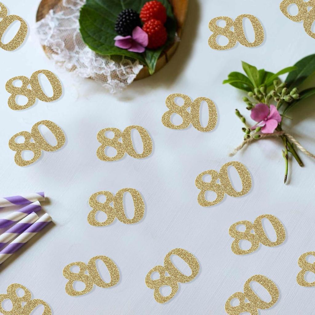 180PCS 80th Birthday Confetti Gold Glitter - 80th party supplies,80th Birthday Party Decorations,80th Birthday confetti,Adult Party Glitter 80th