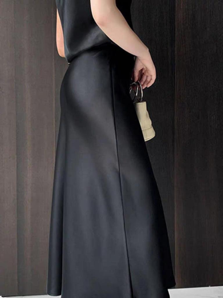 Damen A-Linien-Maxi-Rock 2026 Frühjahr/Sommer Petite Diagonal Schnitt Triacetat-Satin