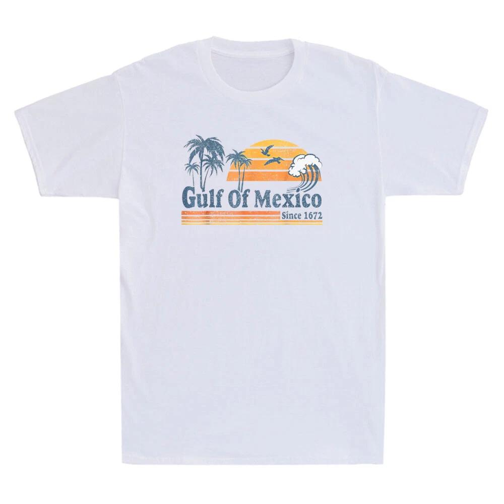 Gulf of Mexico Since 1672 Funny Beach Palms Seagull Summer Vacation Mens T-Shirt S