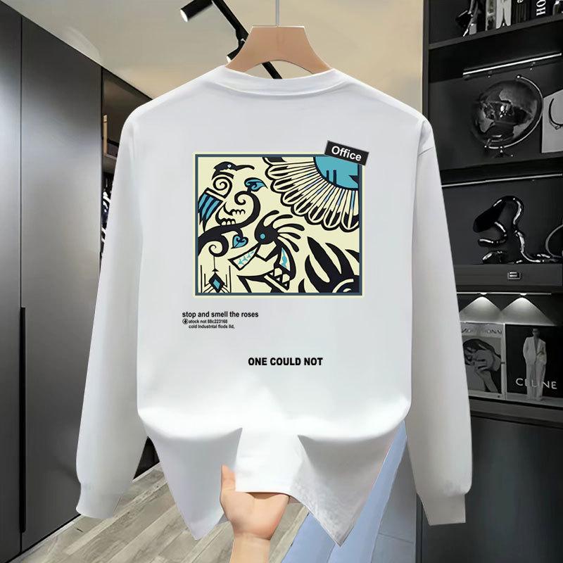 Spring And Autumn American Heavy Tide Brand High-End Cotton Printing Men'S Long-Sleeved T-Shirt Sweater Casual Crew Neck T-Shirt