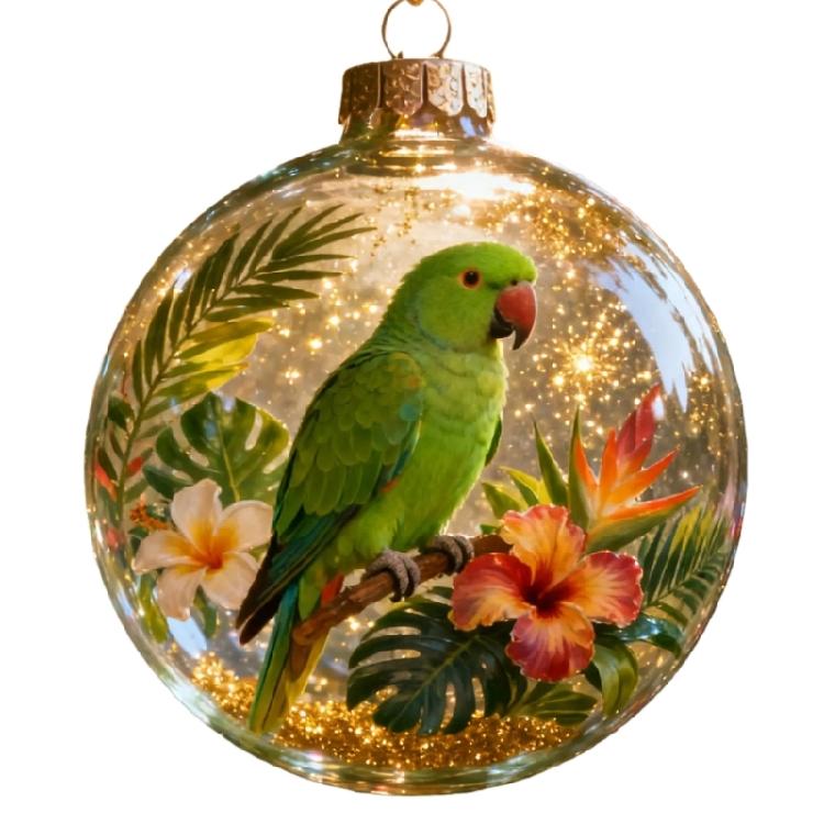 

Nature Bird Pattern Clear Acrylic Christmas Ball Ornament Hanging Decoration For Holiday Tree Parties Celebration Gift