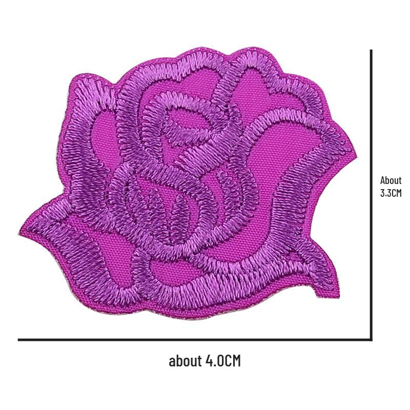 Self-Adhesive Small Embroidered Rose Patch - Fabric Jacket Label & Journal Decoration