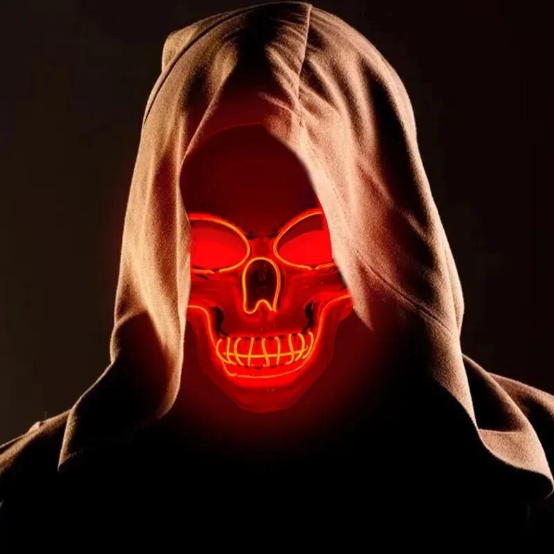 LED Glowing Skull Mask Halloween Mask Terror Mask Cold Light Mask Role Playing Masquerade Ball