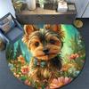 Yorkshire Terrier Round Area Rug,Carpet Rug for Living Room Bedroom Sofa Playroom Decor,Non-slip Floor Mat