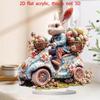 M-Easter Egg Shaped Cottage Rabbit Acrylic Ornament 2D Flat Cute Rabbit Desktop Ornament Easter Gift