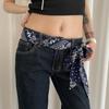 Retro Paisley Silk Scarf - Women's Waist Belt & Jeans Accessory, Long Leather Design