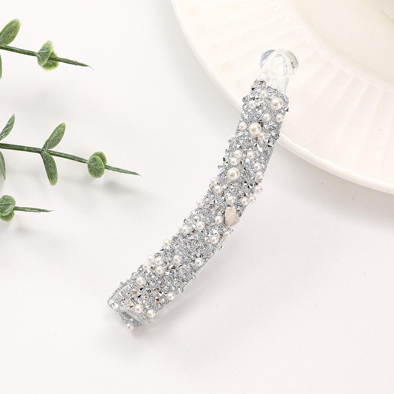 New Color Pan Hair Banana Clip Light Luxury Stone High-end Fashion Ponytail Clip Hair Accessories Hairpin